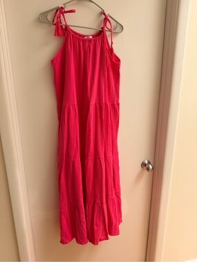 T.J.Maxx Hot Pink Tie-Shoulder Maxi Dress